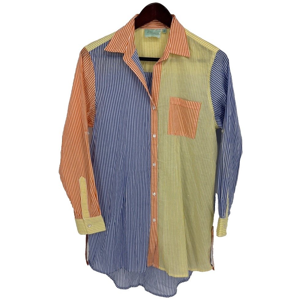 True Destination Shirt Dress Women's XS Cover Up Resort Wear Cotton Stripe Multi